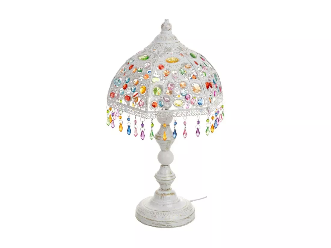 Lampe en métal avec perles en cristal acrylique colorées