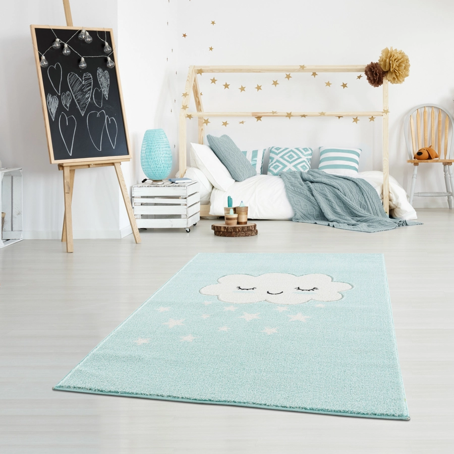 LIVONE Kinderteppich Kids love Rugs WOLKE mintweiss