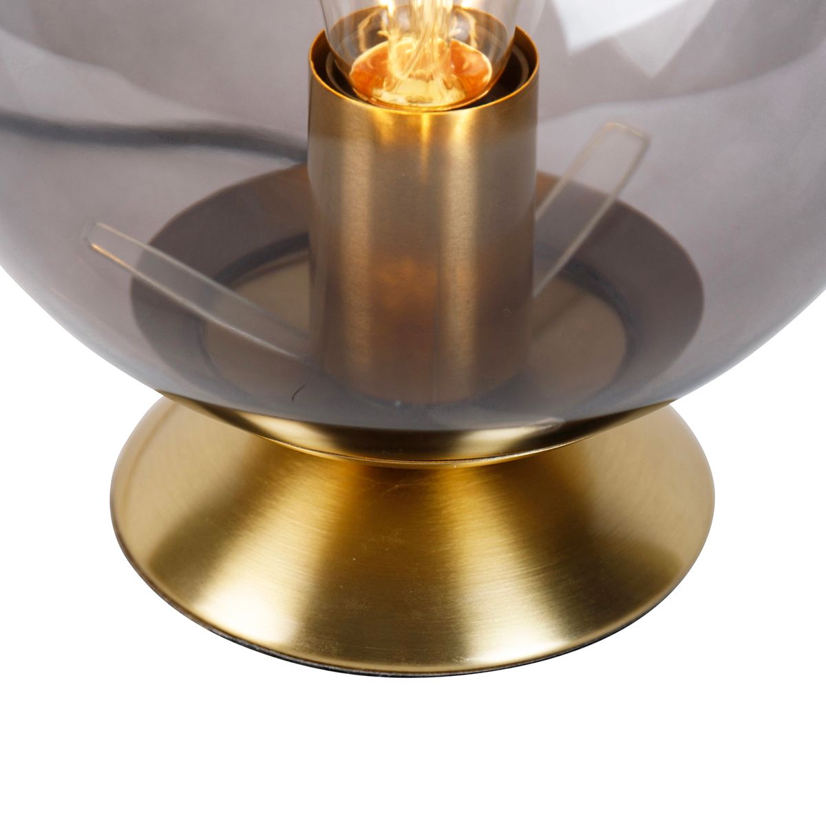 Art deco tafellamp messing met smoke glas - Pallon