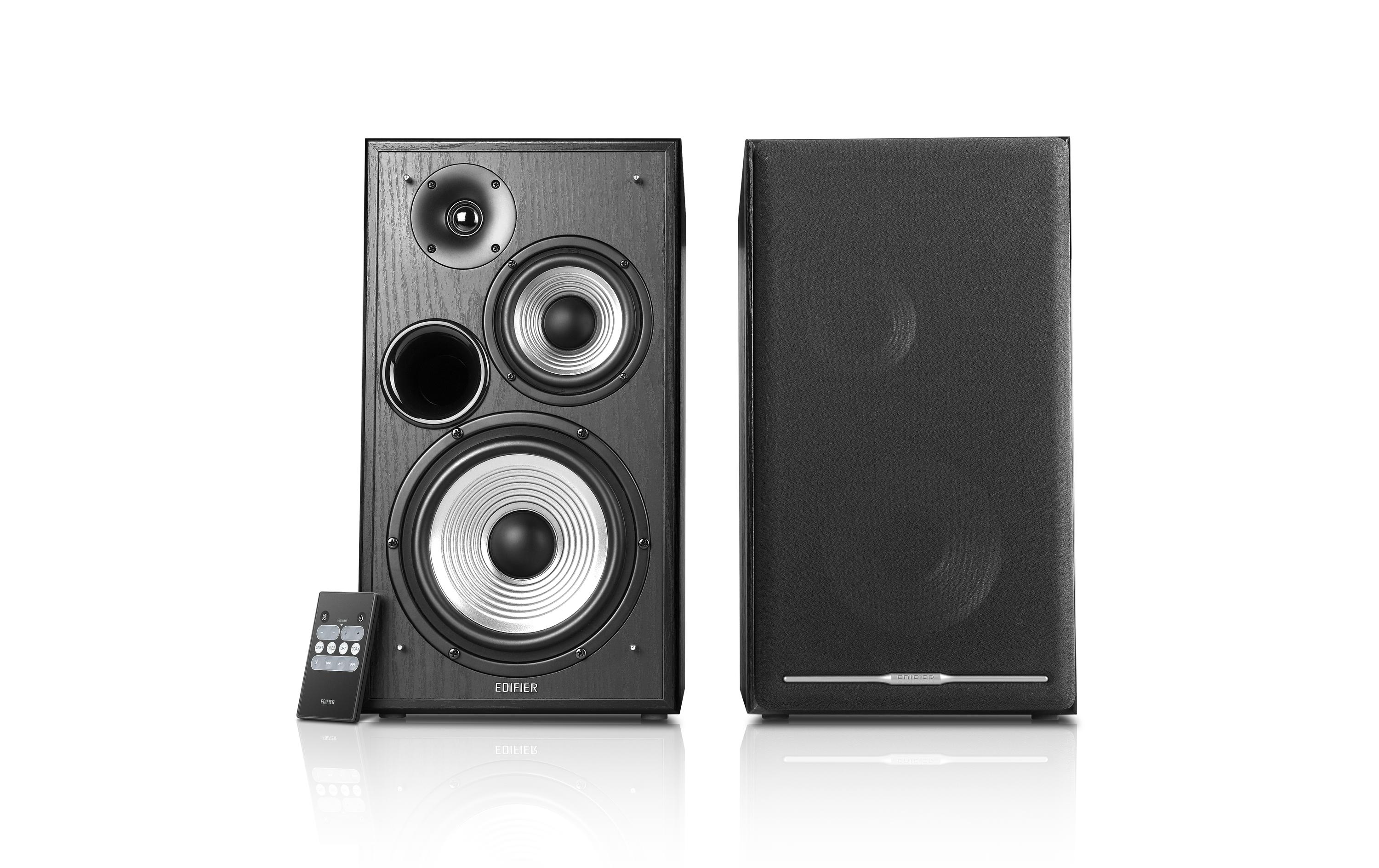 Regallautsprecher Paar R2750DB Schwarz<br>Aktive Regallautsprecher mit 136 Watt Leistung, Bluetooth, 2x Cinch, 1x Optisch, 1x Koaxial Eingängen