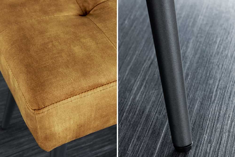 Design Sitzbank BOUTIQUE 100cm senfgelb Samt schwarze Metallbeine