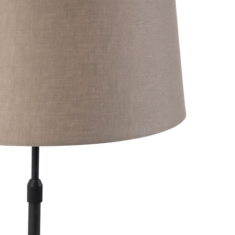 Tafellamp zwart met linnen kap taupe 35 cm verstelbaar - Parte
