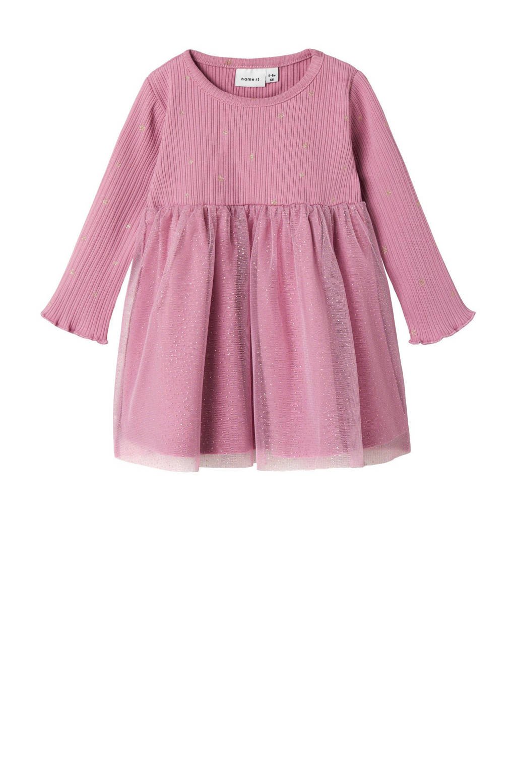 NAME IT korte jurk glitter roze