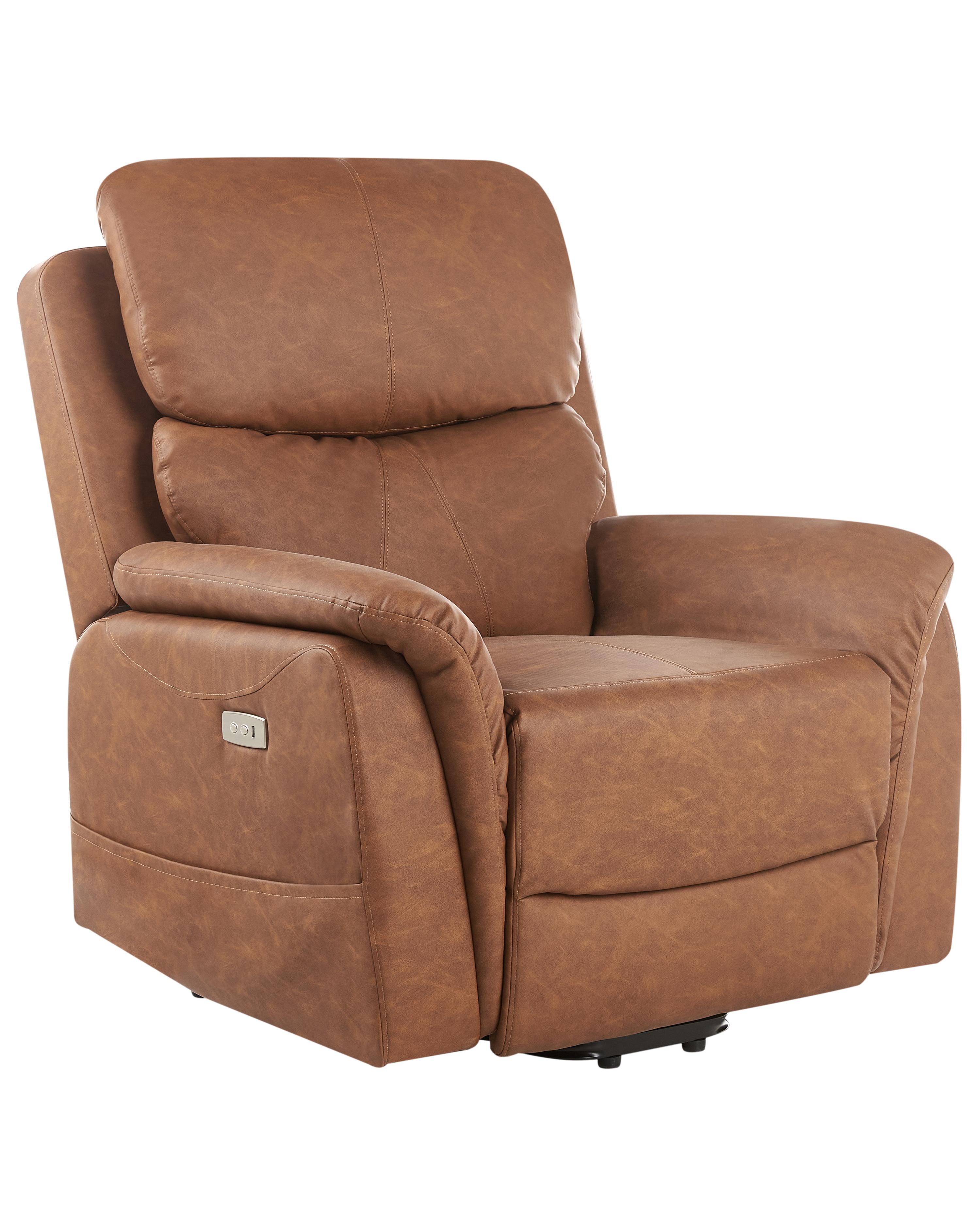 Elektrische relaxfauteuil GLORIE massagefunctie Kunstleer Bruin
