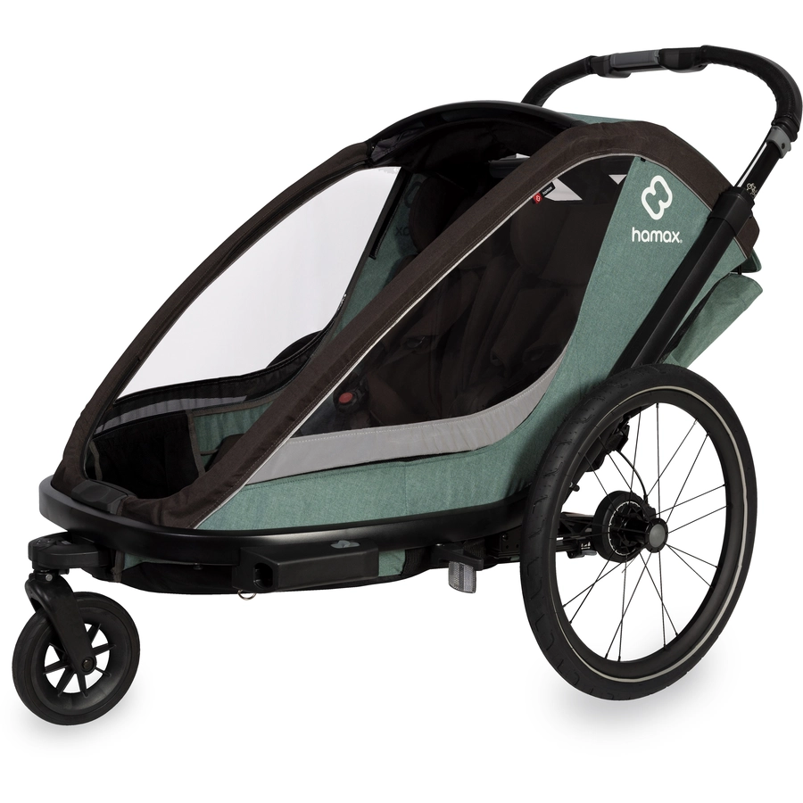 hamax Kinderfahrradanhänger Cocoon Zweisitzer greenblack