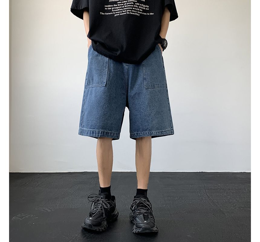 Hushgrain - Denim shorts met hoge taille en wijde pijpen