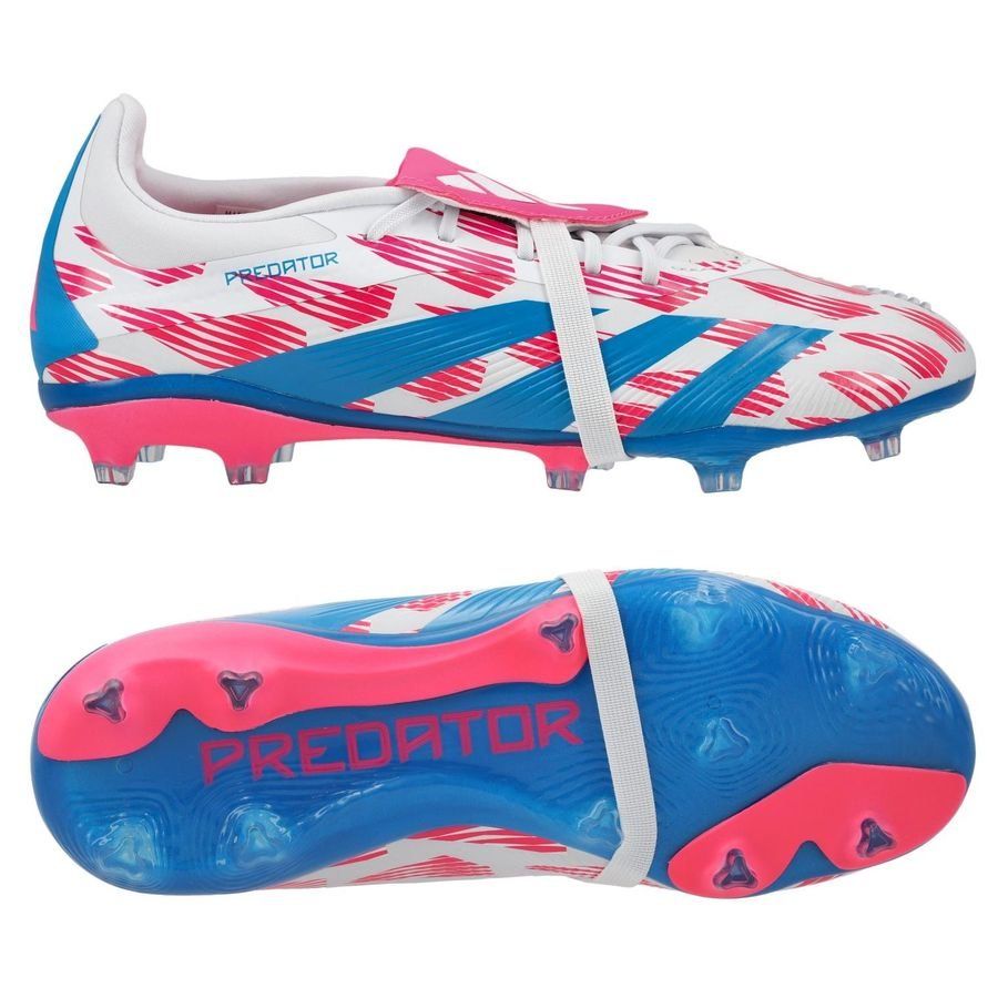 adidas Predator Elite Fold-over Tongue FG Reemergence - Blanc/Bleu/Rose Enfant
