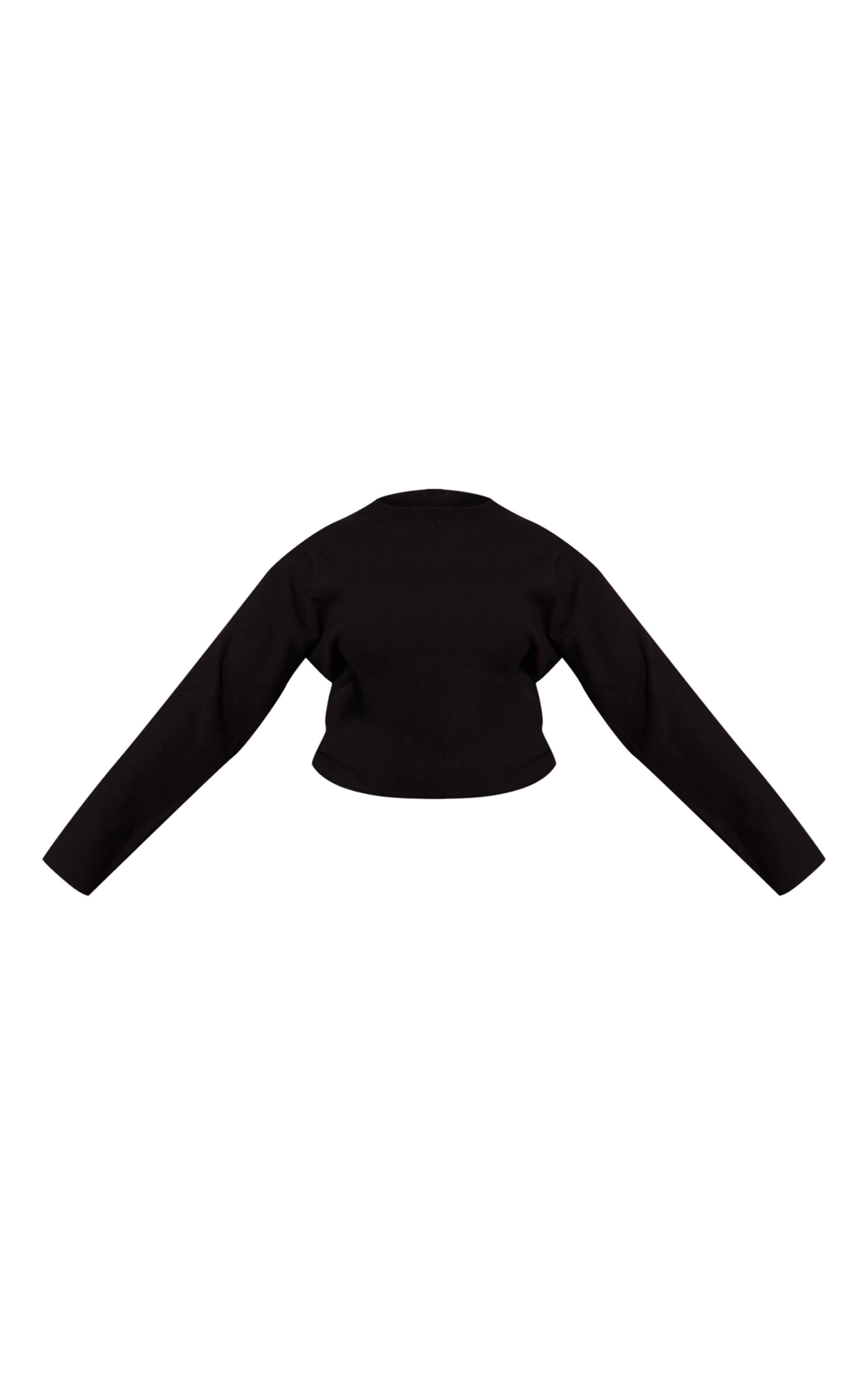 Noir T-shirt Grande Taille À Manches Longues Resserrées Et Manches Cocoon