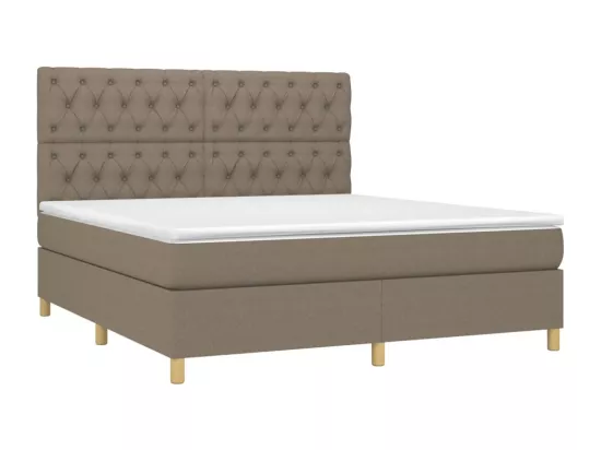 Sommier tapissier avec matelas et LED Taupe 160x200 cm Tissu