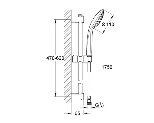 Grohe Quickfix Vitalio Joy 110 Mono doucheset, chroom, douchestang lengte 620 mm, 27322000