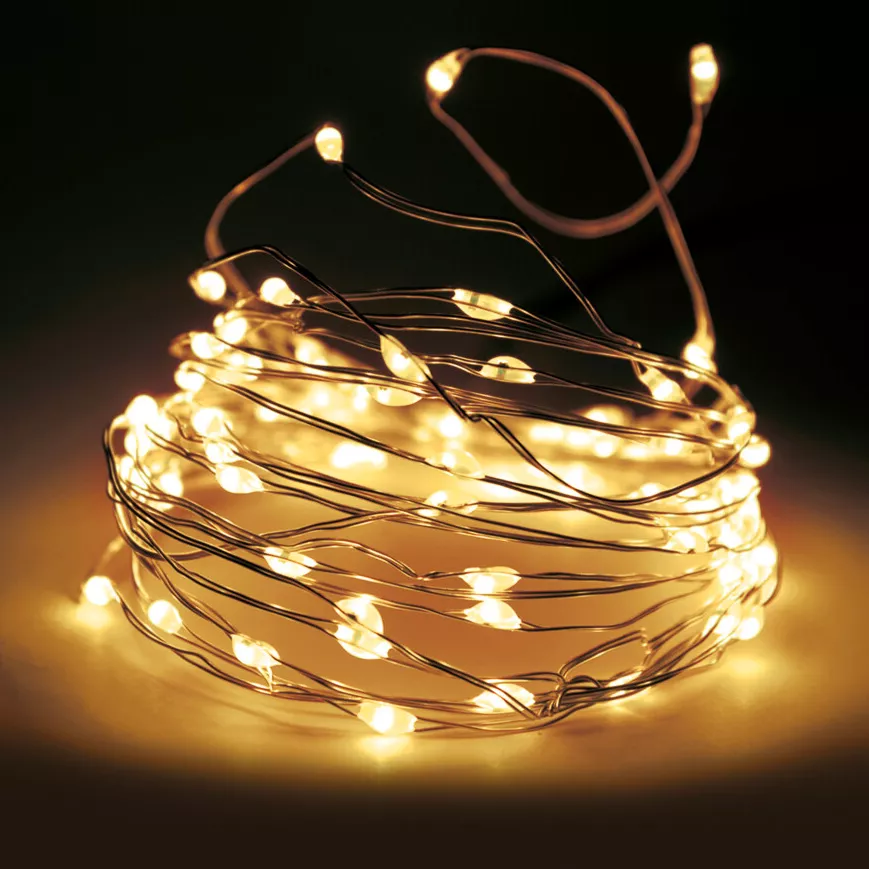 Guirlande lumineuse 32 m 320 Micro LED Fil d'argent Blanc chaud
