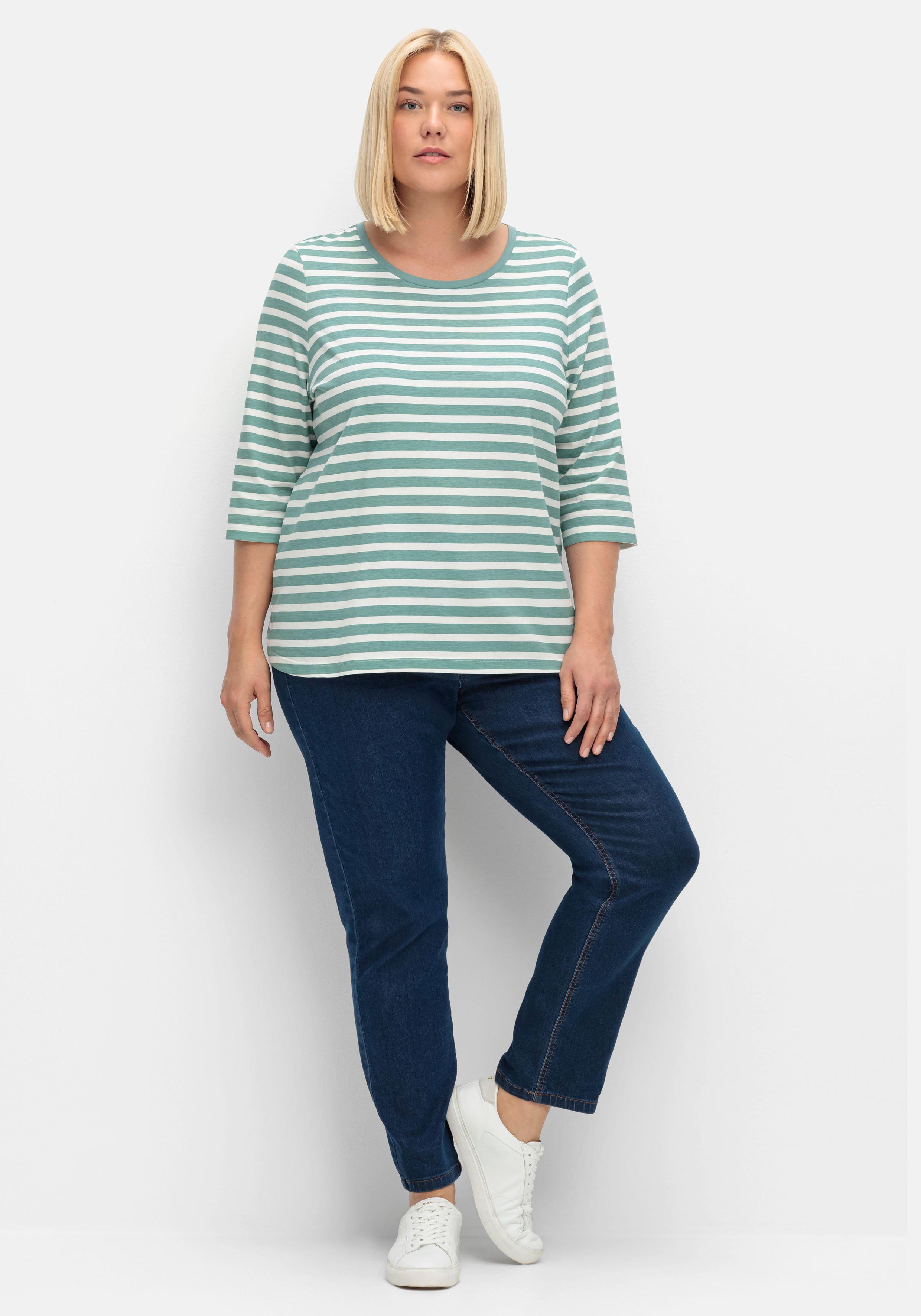 Ringelshirt mit 3/4-Arm, aus reiner Baumwolle