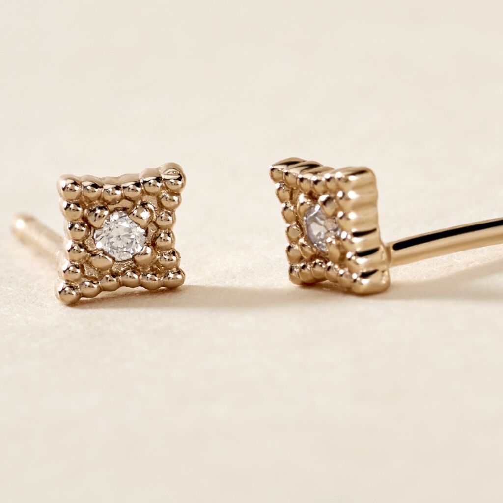 Boucles D'oreilles Puces Horatia Plaqué Or Jaune Oxyde De Zirconium