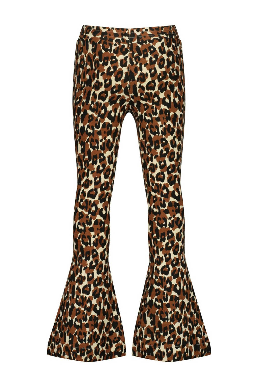 Raizzed flared broek Tine met all over print beige/bruin
