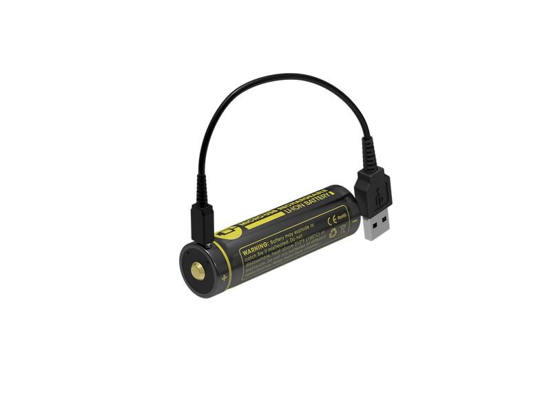 Nitecore Akku NL1826R Li-Ion Typ 18650 mit USB-C 2600 mAh, Geschützter Li-Ion-Akku mit integriertem USB-C-Anschluss