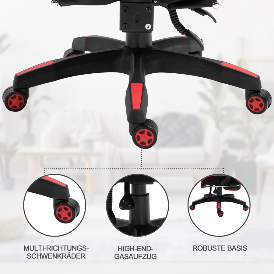 Vinsetto Gamingstuhl mit Liegefunktion schwarzrot
