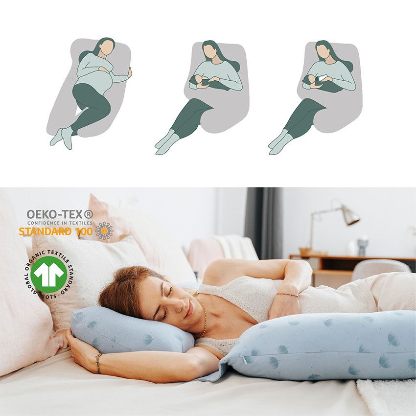 Coussin de maternité B.Love XXL wind bleu - Ecru