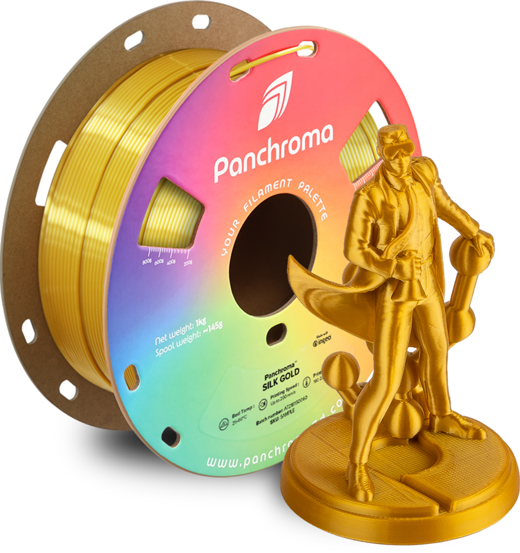Polymaker  Panchroma™ PLA Silk Gold, 1,75 mm / 1000 g    Der Glanz der Eleganz in Gold