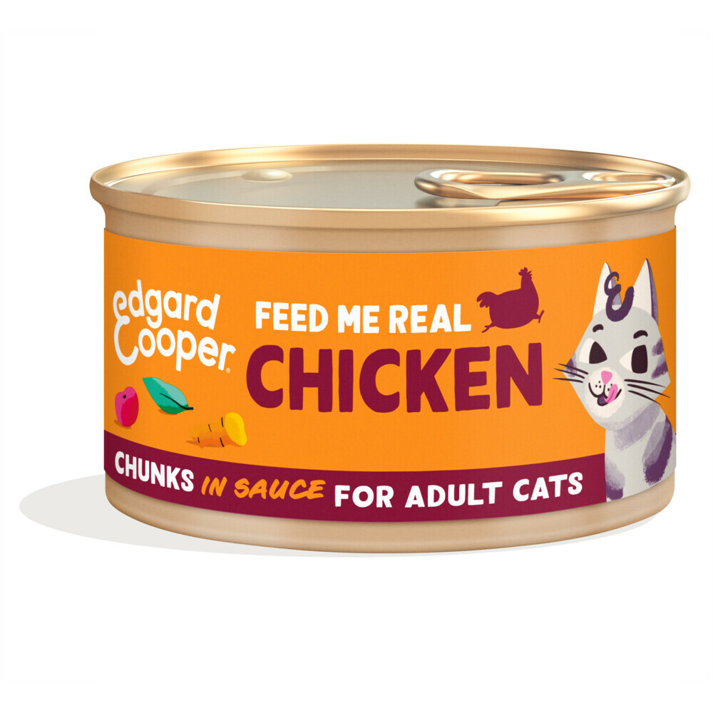 Edgard & Cooper Adult Chunks Kattenvoer Nat Kip & Zalm & Kalkoen & Lam24 x 85 gr