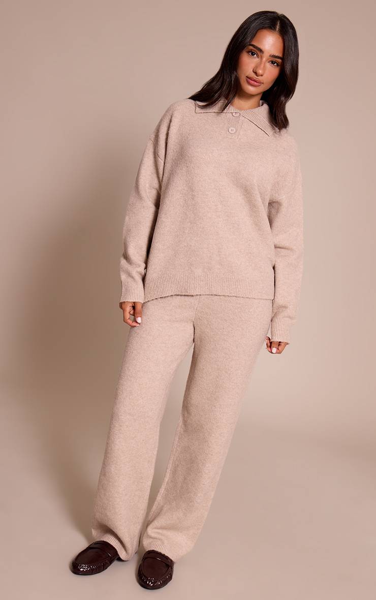 Avoine Pantalon Large Tricoté À Taille Côtelée Petite