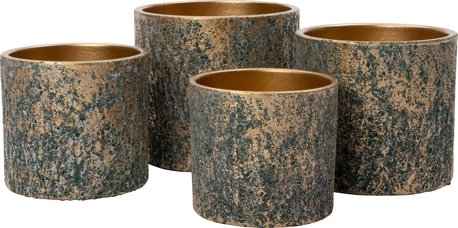 Intratuin bloempot Eldor groen / goud D 16 H 15 cm