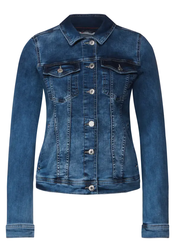 Mittelblaue Jeansjacke - mid indigo random wash