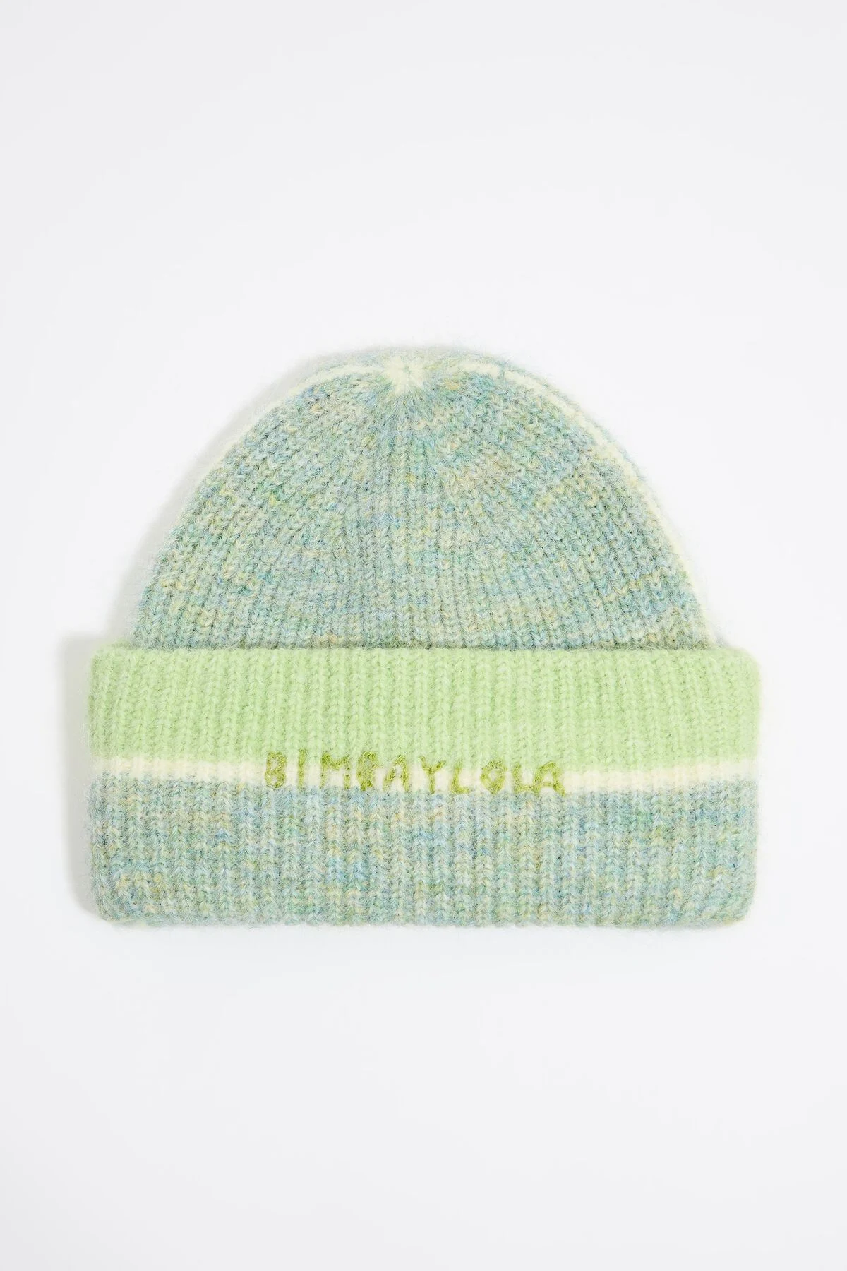 Gorro de tricô verde contrastante