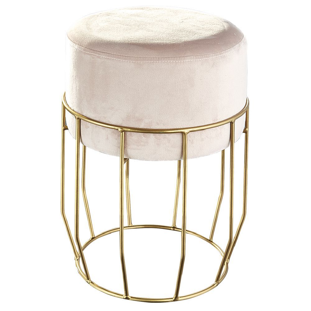 Pouf en velours pied métal doré H40 cm