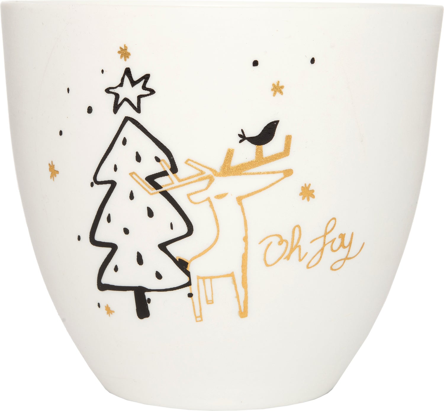 Intratuin kerstwaxinelichthouder hert D 9 H 8 cm wit