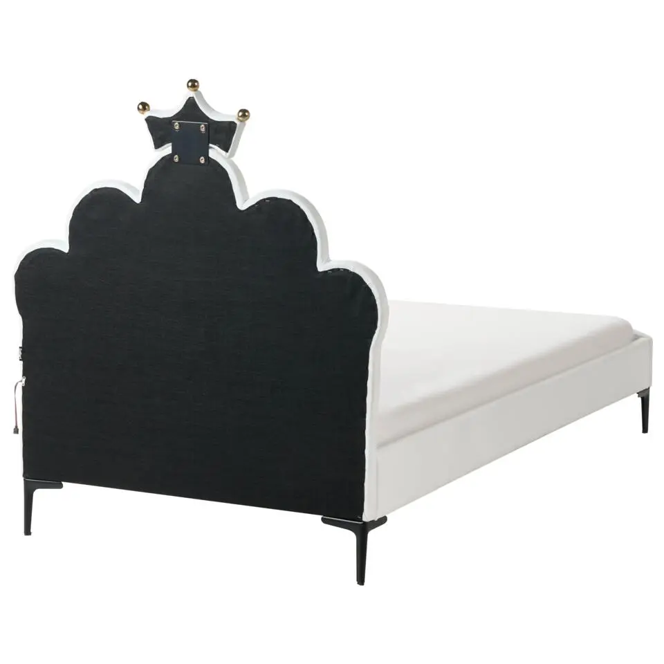 RUBIAN - Bed met LED - Wit - 90 x 200 cm - Fluweel
