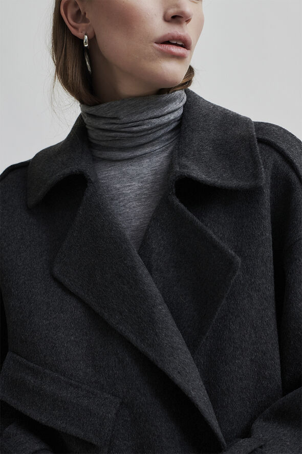 Second Female Walance Wool Short Jacket Dark grey melange