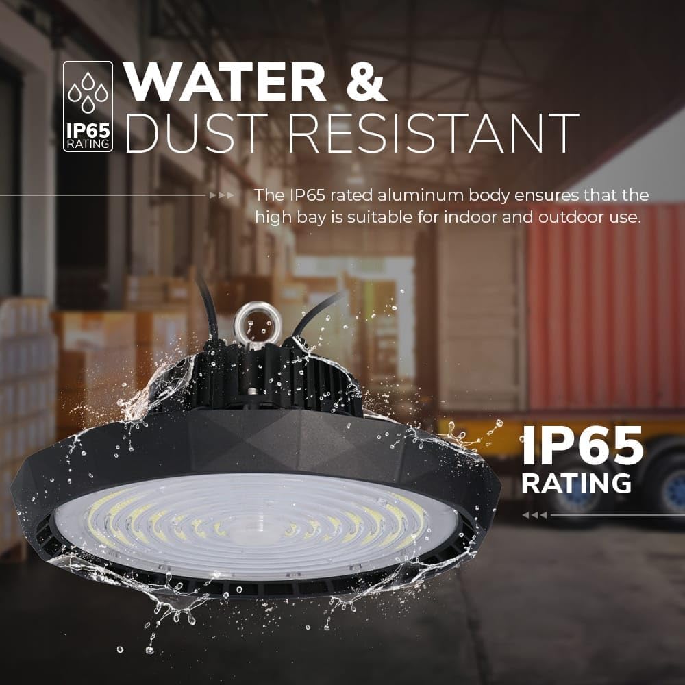 HOFTRONIC - LED Hallenstrahler Saturn 240W 120° IP65 Dimmbar 5700K 190lm/W Hoftronic Powered 5 Jahre Garantie Deckenleuchte, Hallenbeleuchtung, Werkstattbeleuchtung, LED Hallenstrahler
