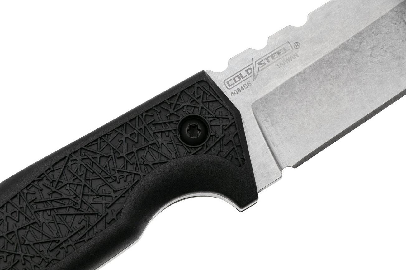 Cold Steel Medium Warcraft Tanto 13SSA, Stonewashed 4034 SS, Black GFN vaststaand mes, Lynn C Thompson design