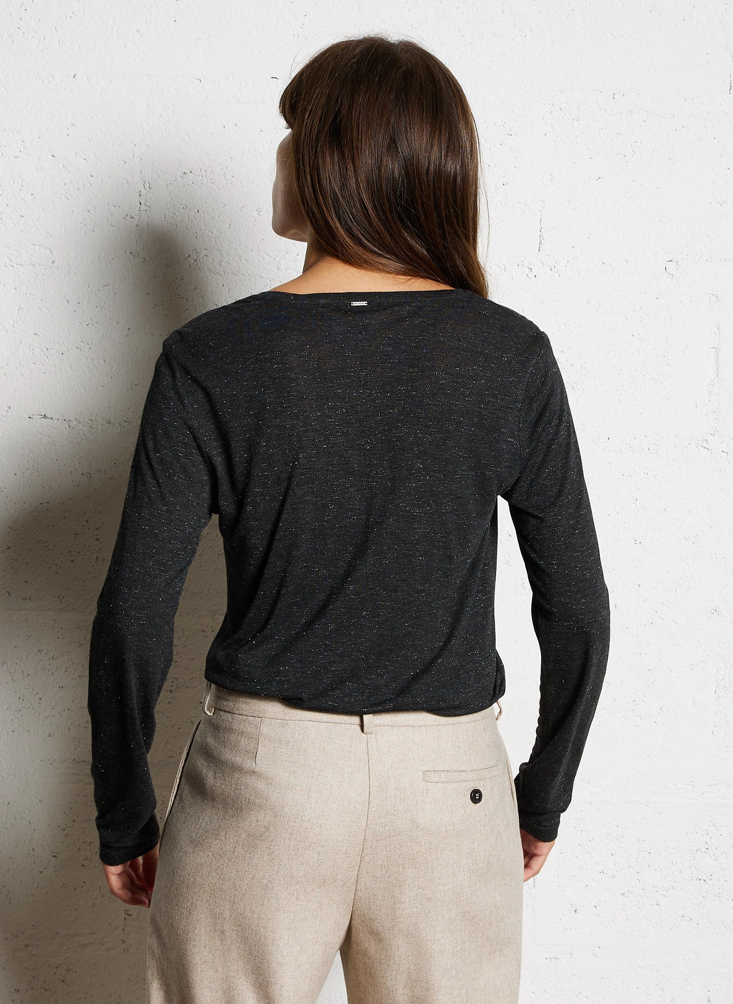 Tee-shirt droit à col V | Gris