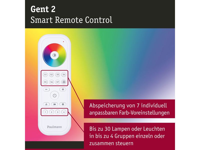 Paulmann Fernbedienung Gent 2 Zigbee 3.0 Fernbedienung zur direkten Steuerung von Zigbee 3.0 Lichtprodukten