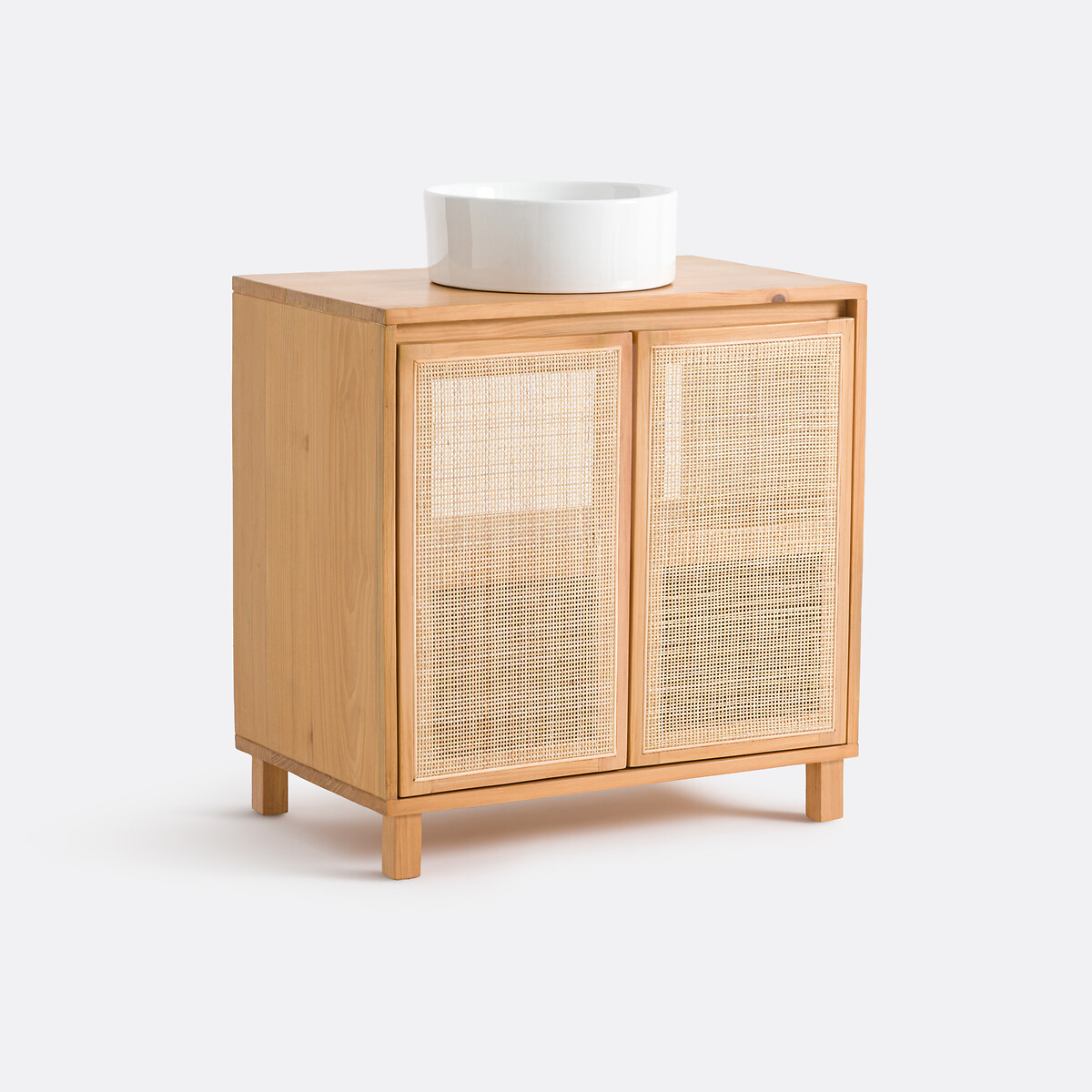 SO'HOME<br>Armário para lavatório em pinho e rattan l 80 cm, Jaca