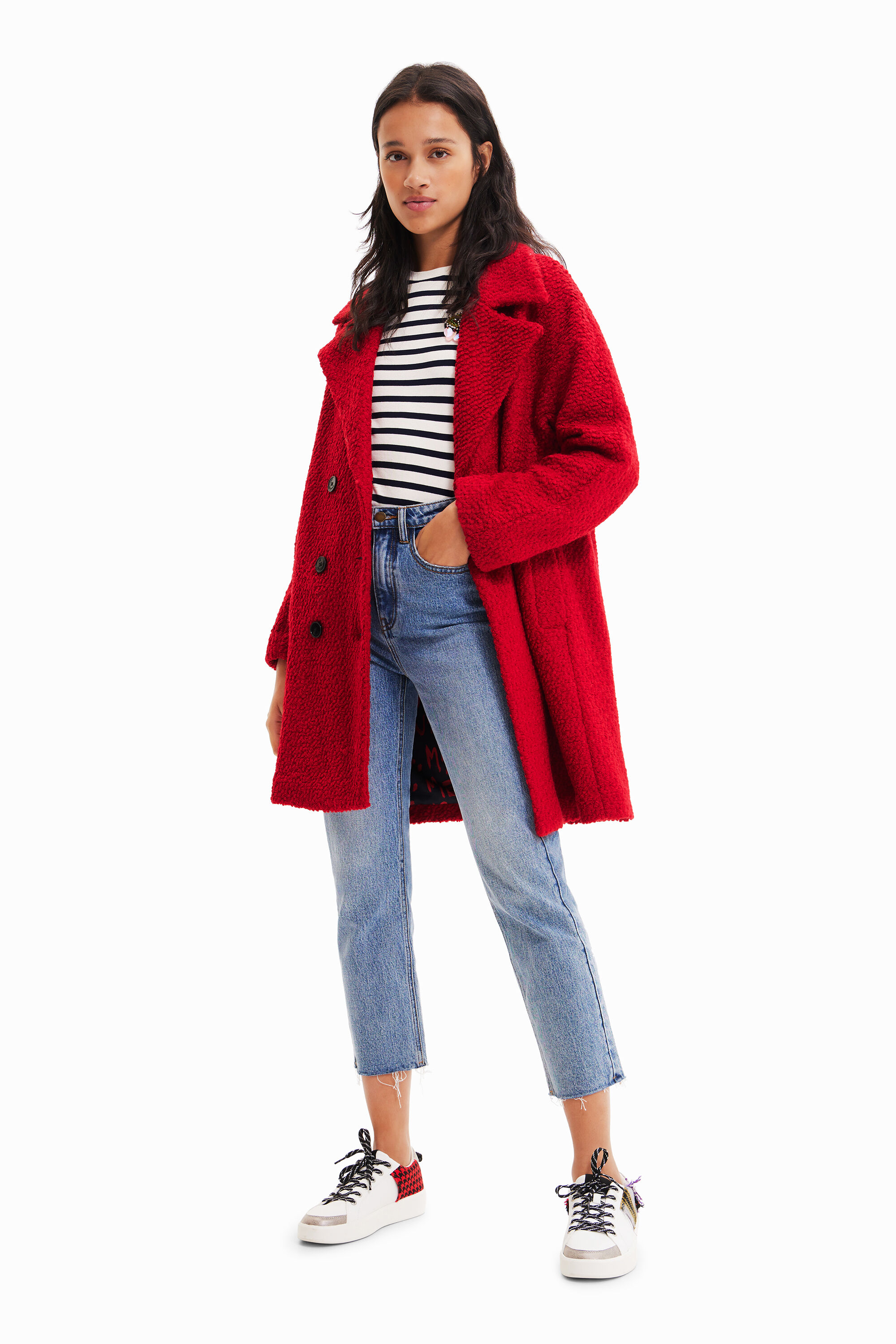 Manteau droit laine