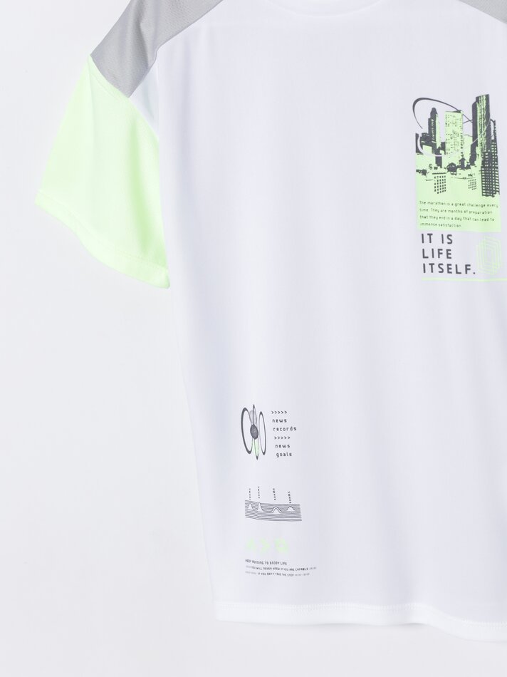 Camiseta esportiva com blocos de cores - Branca