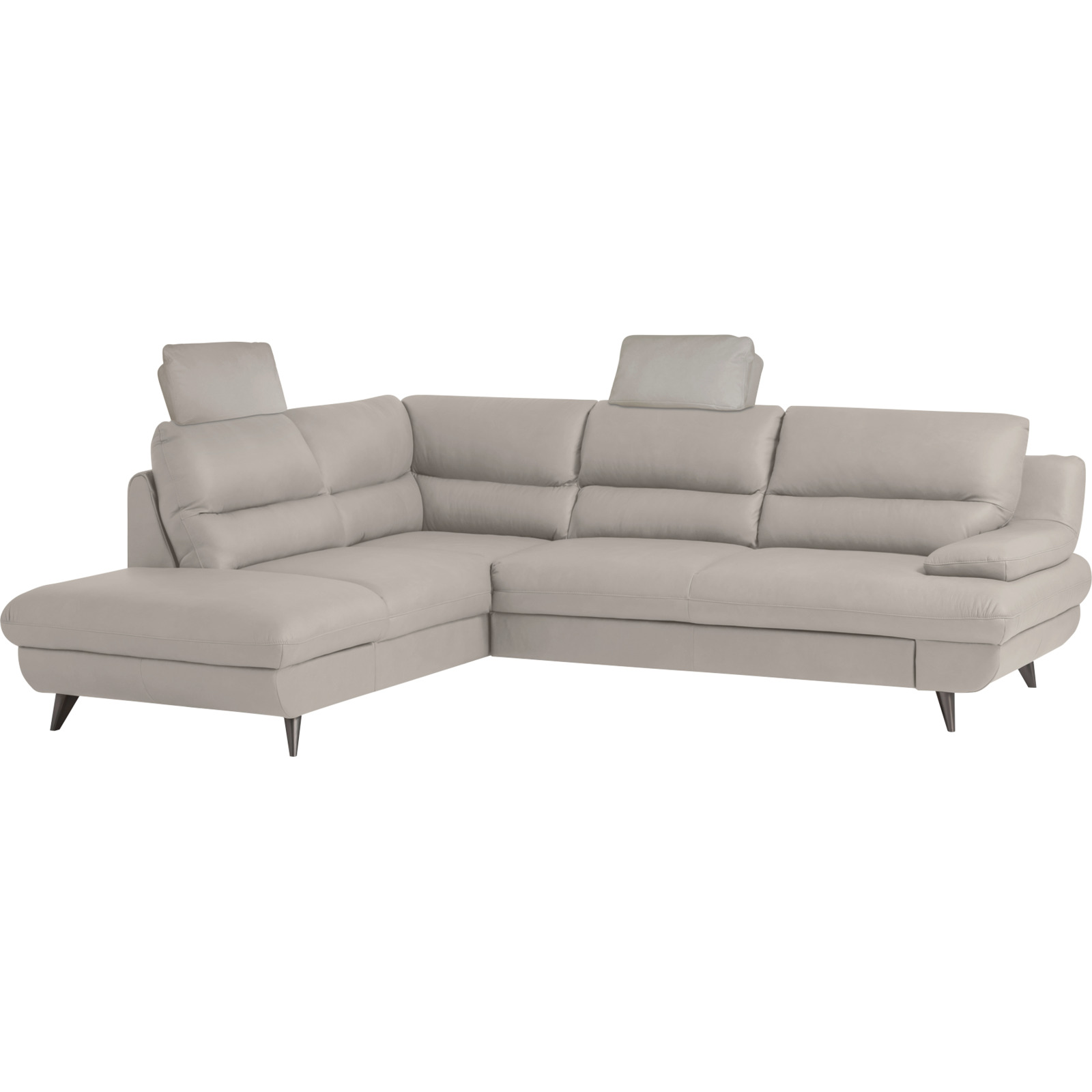 Ecksofa Pike Leder, Ottomane links hellgrau