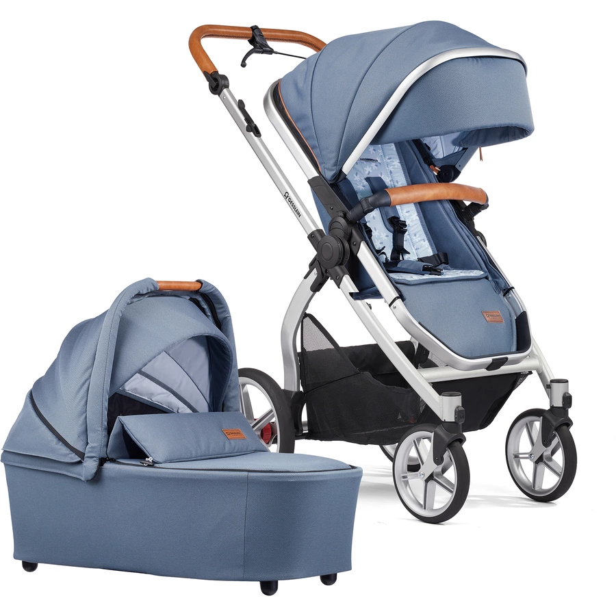 GESSLEIN Kombikinderwagen FX4 Life mit Handbremse, mittelblau  Palme