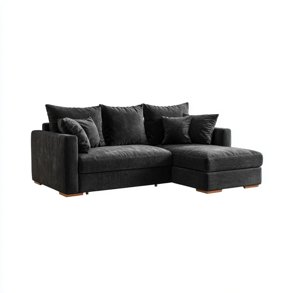 Ecksofa Stoff 280x160x85 cm – Dunkelgrau – Moderner Stil