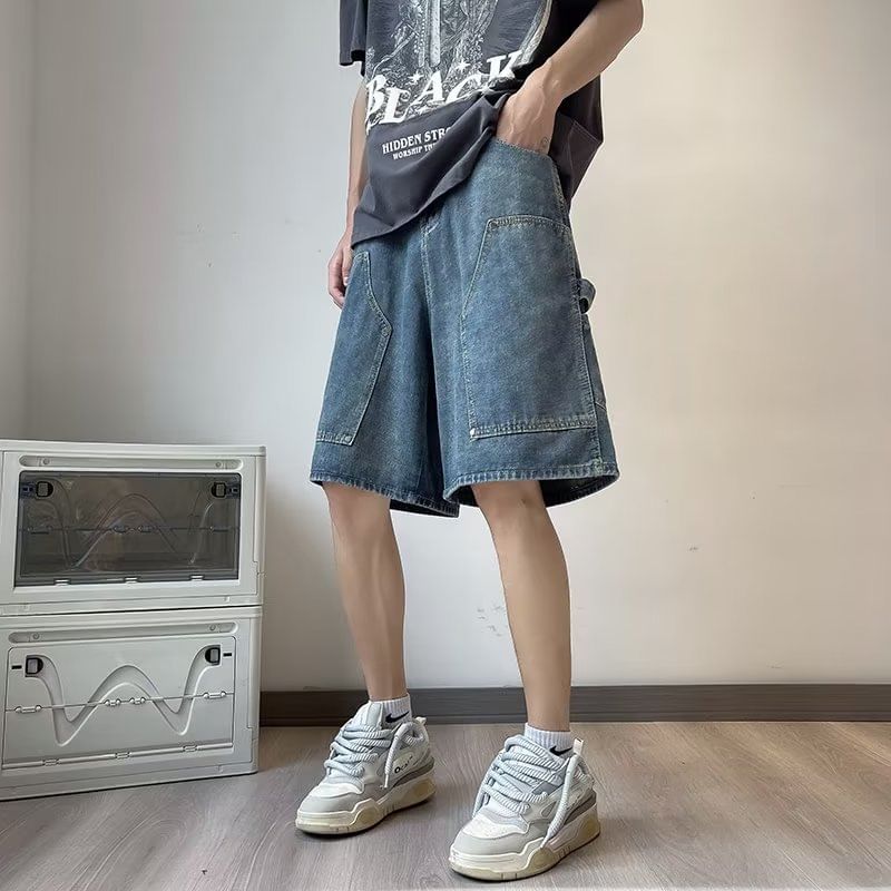 Capbrew - Mid Rise Washed Denim Wijde Broek