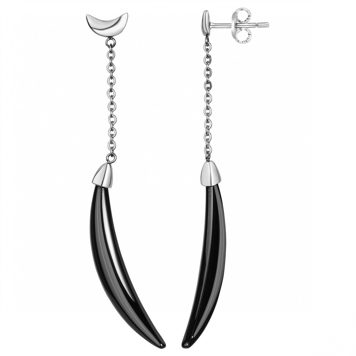 Boucles d'oreilles pendantes en Acier 316L et céramique - blanc brillant