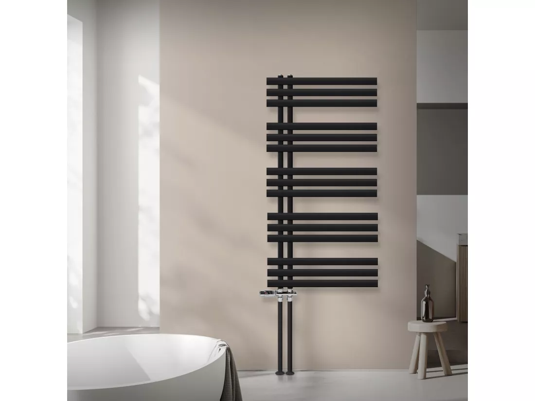 Iron EM Radiateur sèche-serviettes salle de bain en acier noir mat 600x1200 mm