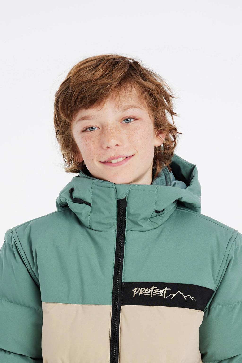 Protest ski-jack PRTCROW JR donkergroen/ecru/mintgroen