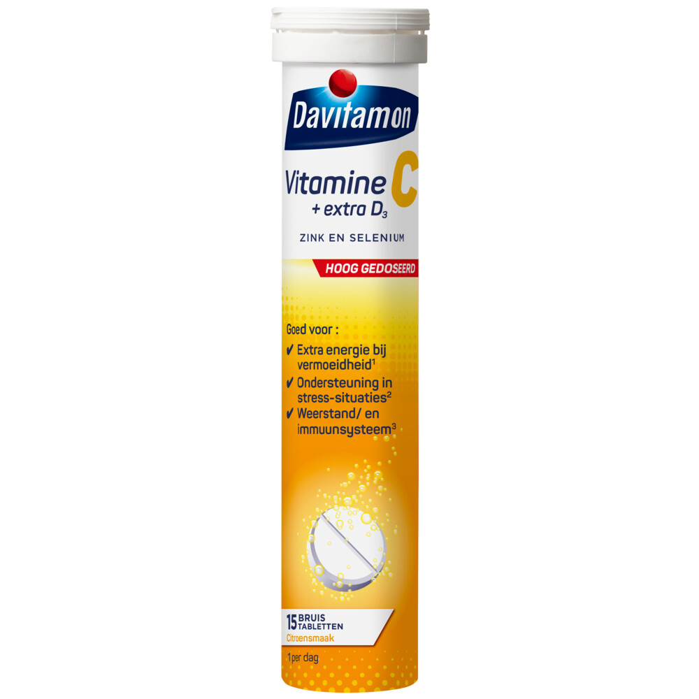 Davitamon Vitamine C Forte + Extra D3 Citroen15 bruistabletten