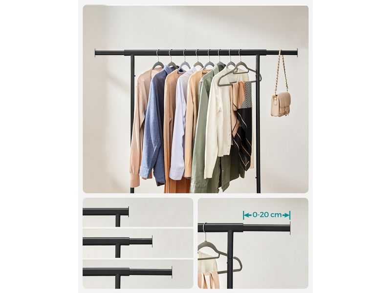Songmics Garderobenständer 92 - 132cm, Schwarz Schwerlast Kleiderständer