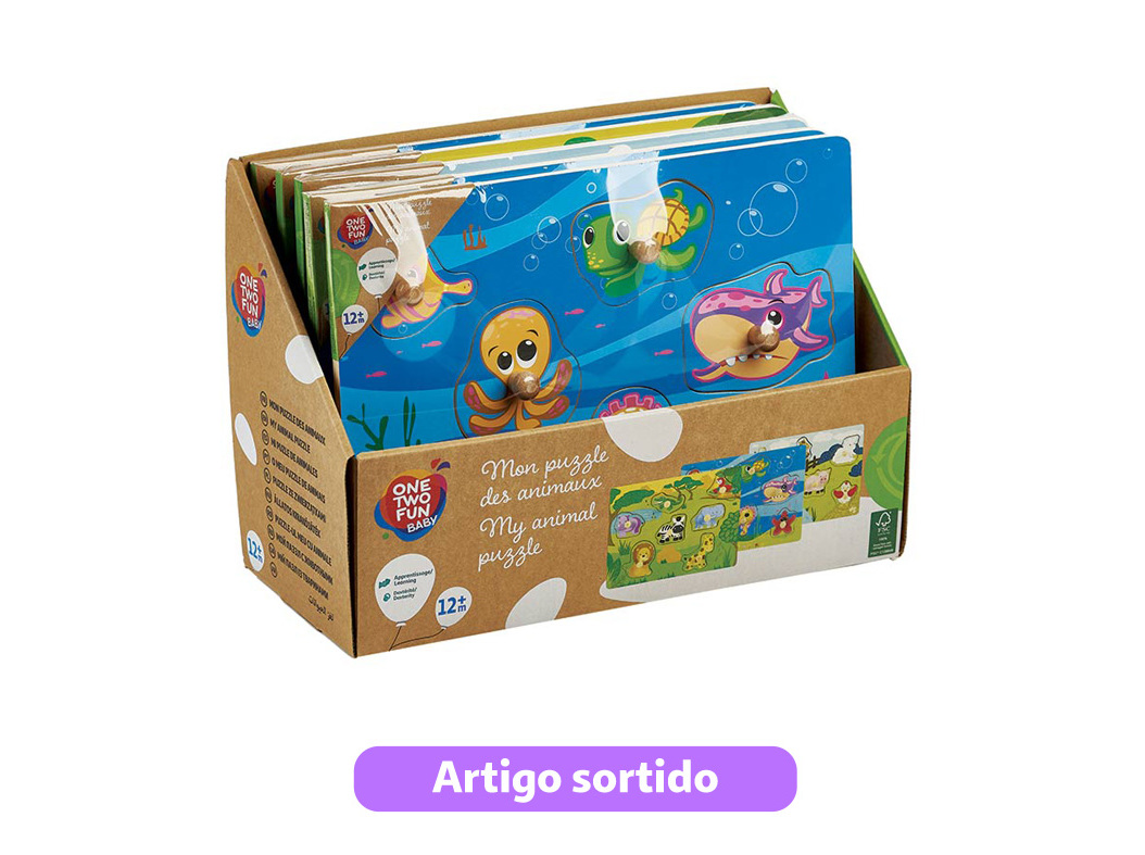 PUZZLE ONE TWO FUN EM MADEIRA MODELOS SORTIDOS