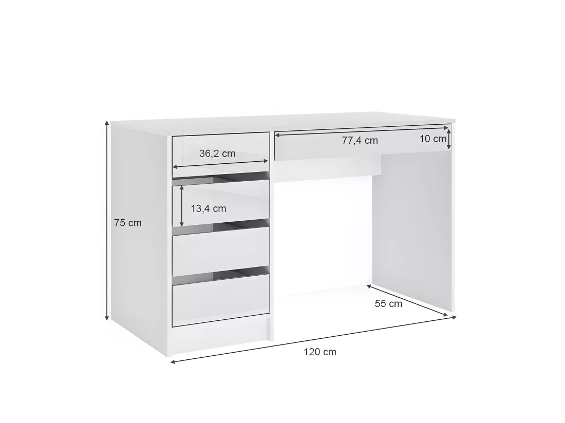 Bureau Blanc 120 X 75 X 55 Cm (lxhxp)