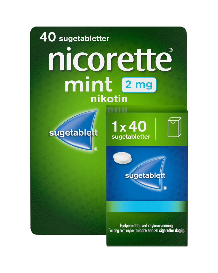 Nicorette Mint sugetablett 2 mg nikotin, 40 stk, slutte å røyke